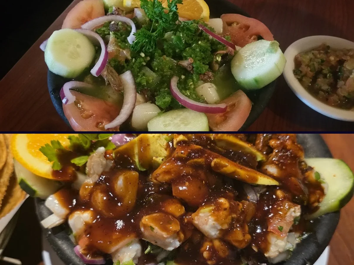 Colorful plates beside table service