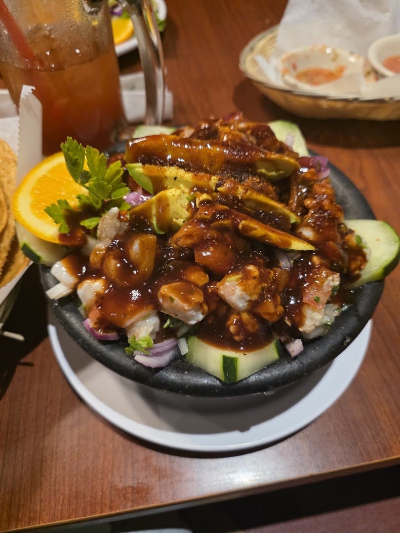 Prepared seafood served for lunch